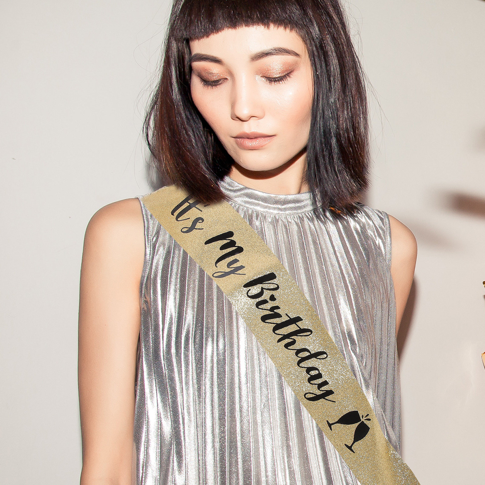 Birthday Sash Glitter - 1Pcs Birthday Sash Shoulder Belt Glitter