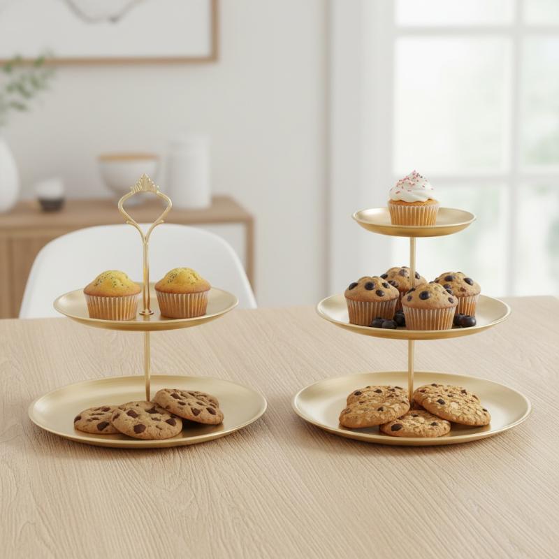 Cupcake Stand Tier - Gold Silver 2/3-Tier Cake Stand -