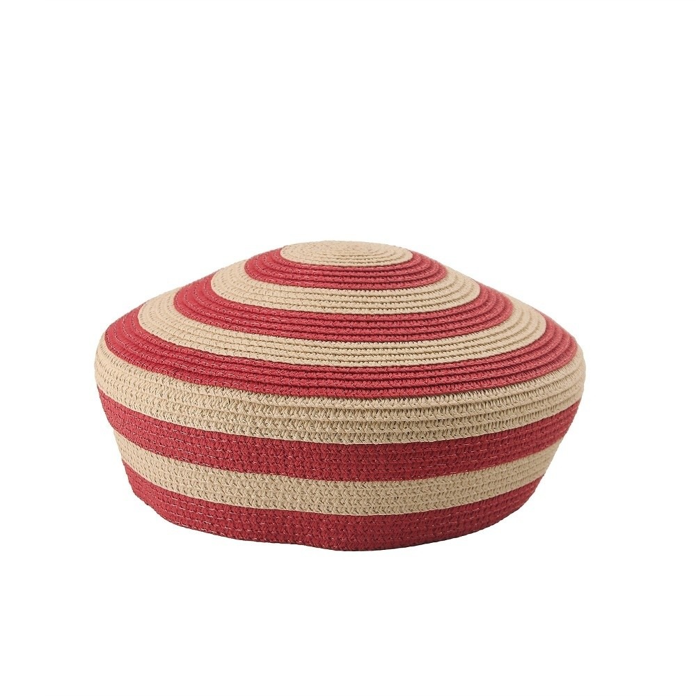 Paper Straw Color - Brim Hat Striped Pattern Straw Top