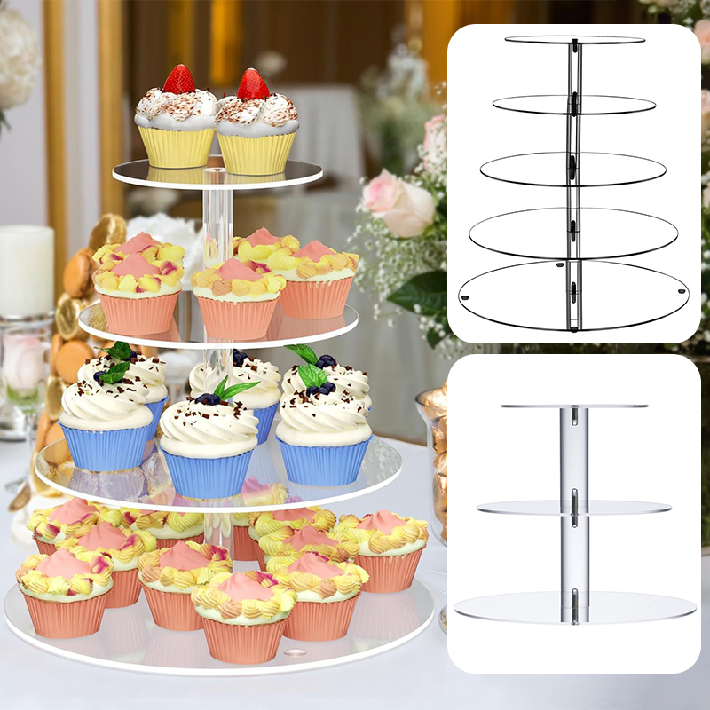 1 Pc 3/4/5 Tier Acrylic Round  - Cupcake Stand Tier reseña y precio