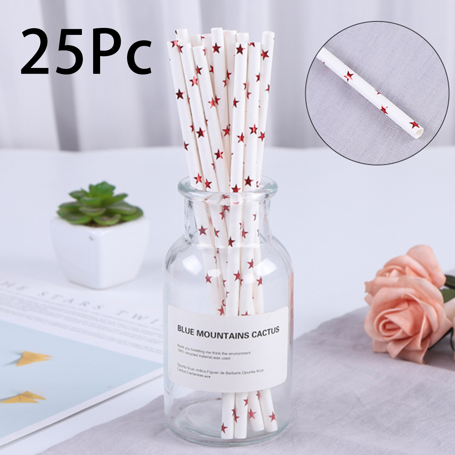 25 Pcs Colorful Disposable Pap - Paper Straw Color reseña y precio