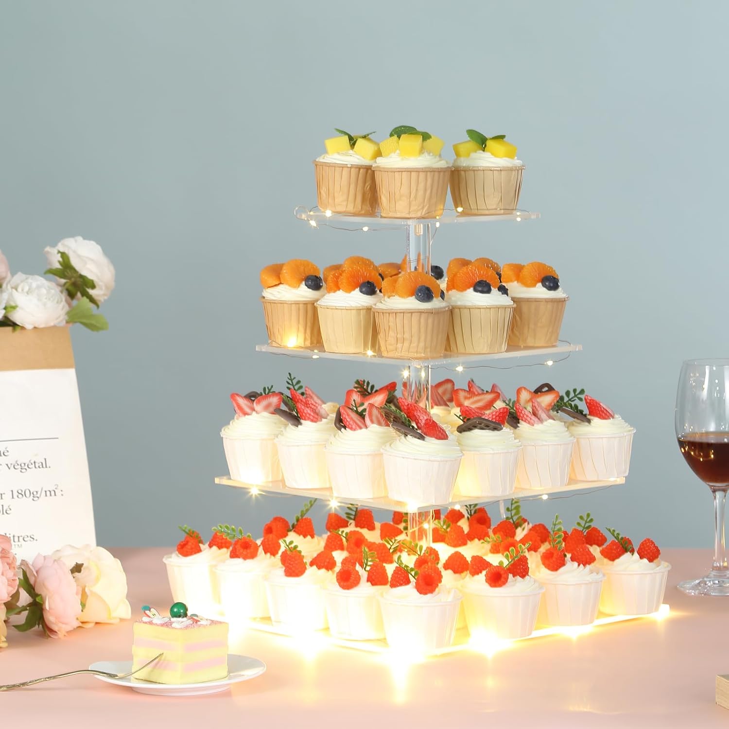 4 Tier Premium Acrylic Cupcake - Cupcake Stand Tier reseña y precio