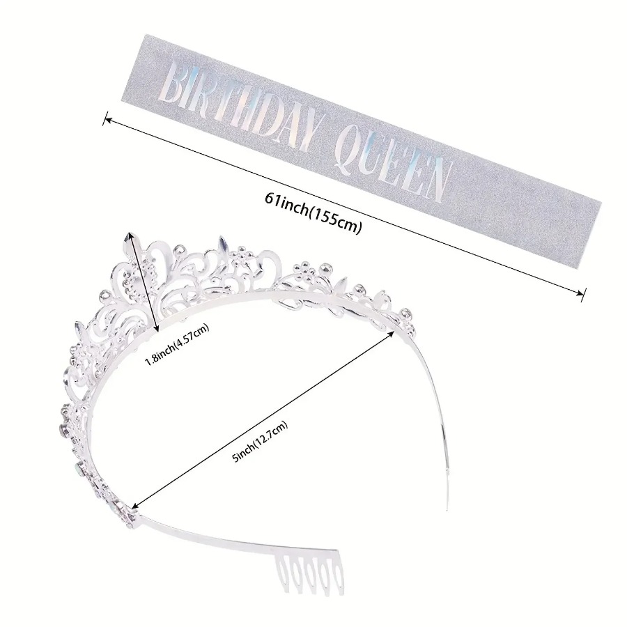 2pcs/Set Bling Rhinestone Crys - Birthday Sash Glitter reseña y precio