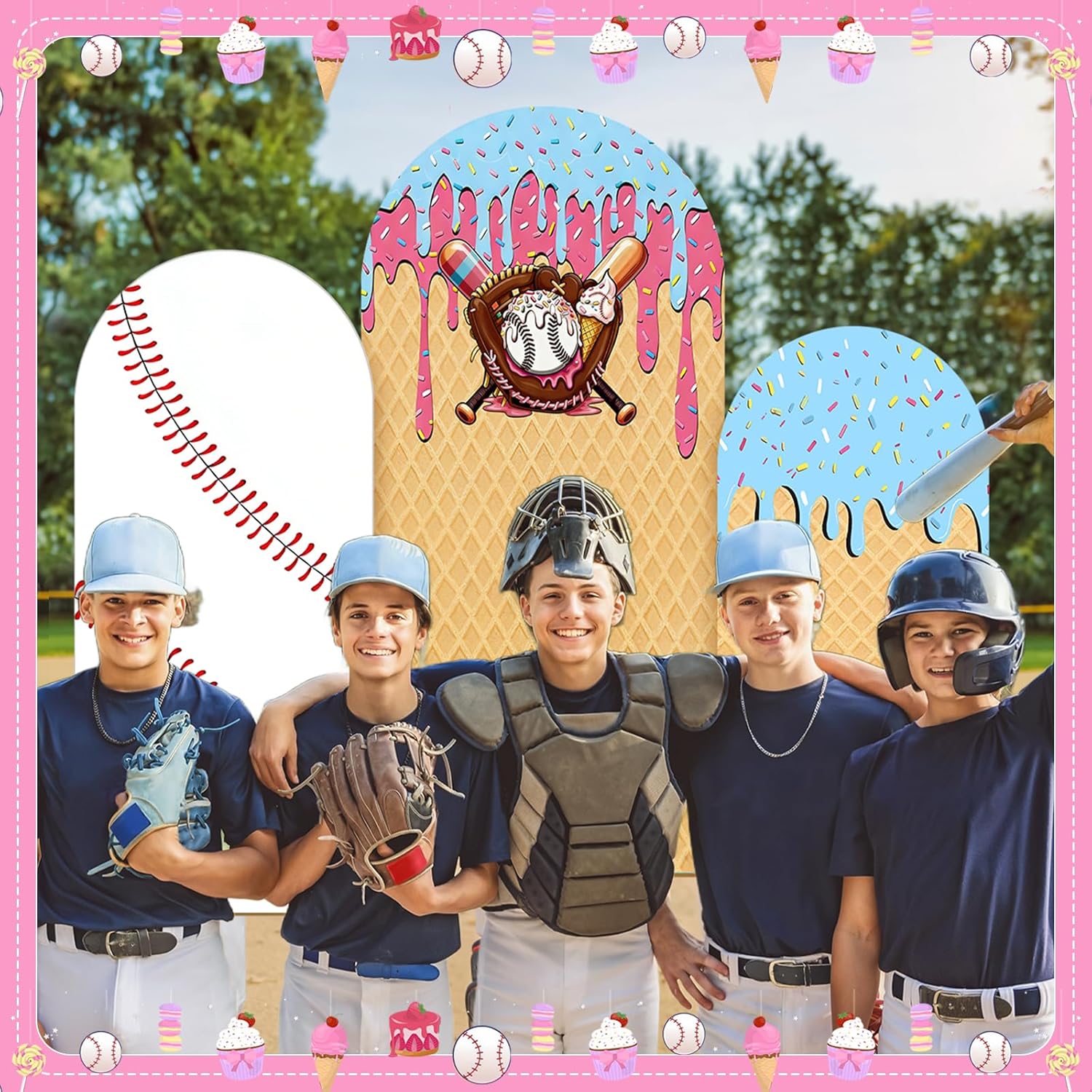 Baseball Ice Cream Drip Arch B - Dessert Table Backdrop reseña y precio