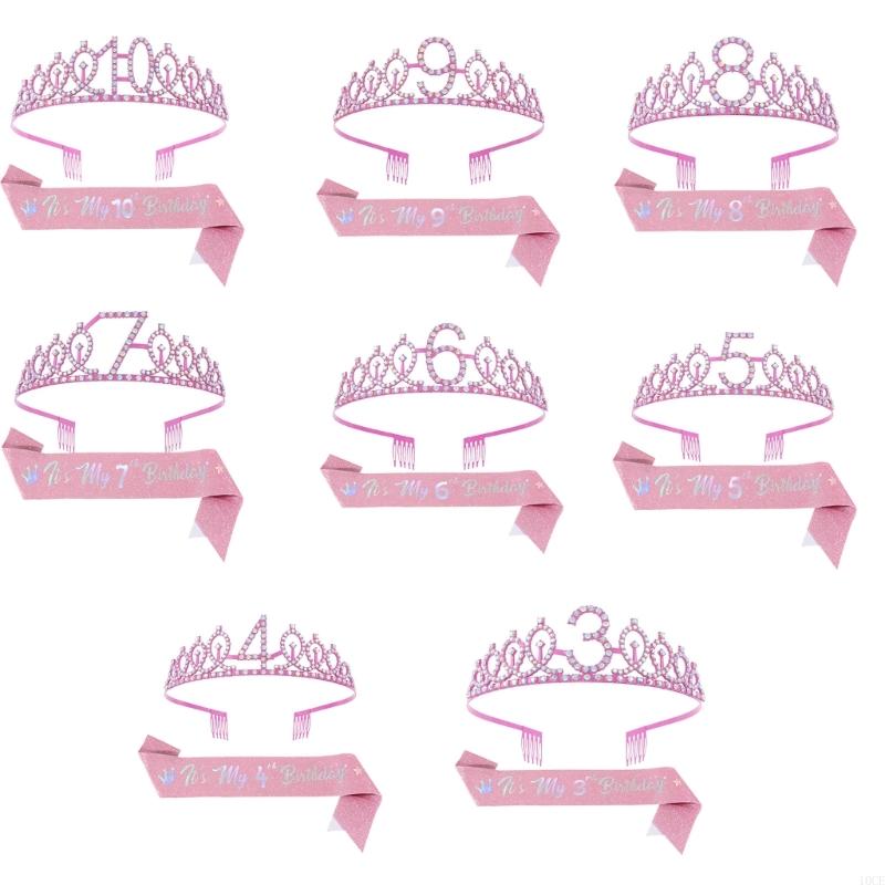 Glittering Pink Birthday Tiara - Birthday Sash Glitter reseña y precio