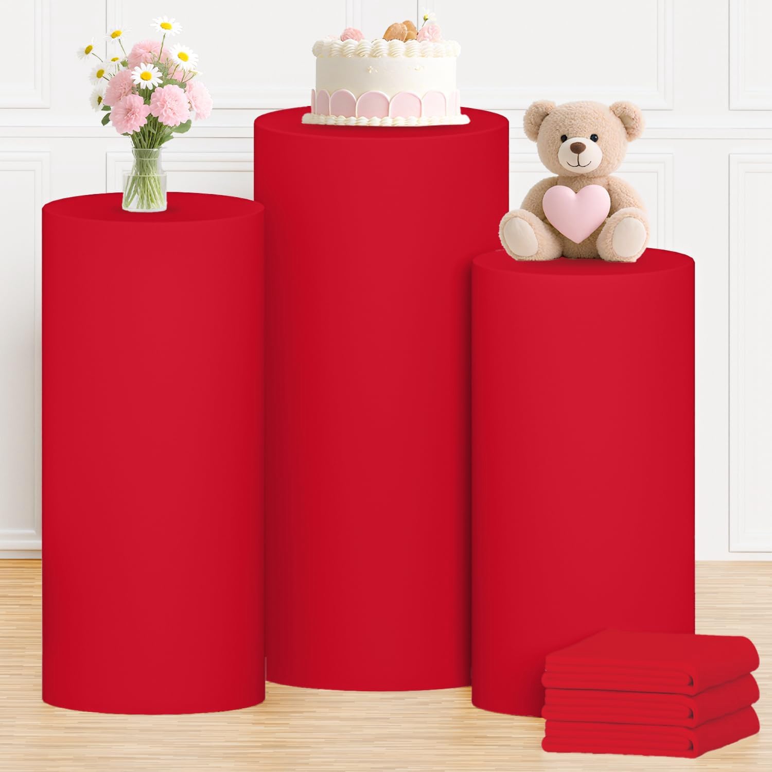 Yeele Red Cylinder Stand Cover - Dessert Table Backdrop reseña y precio