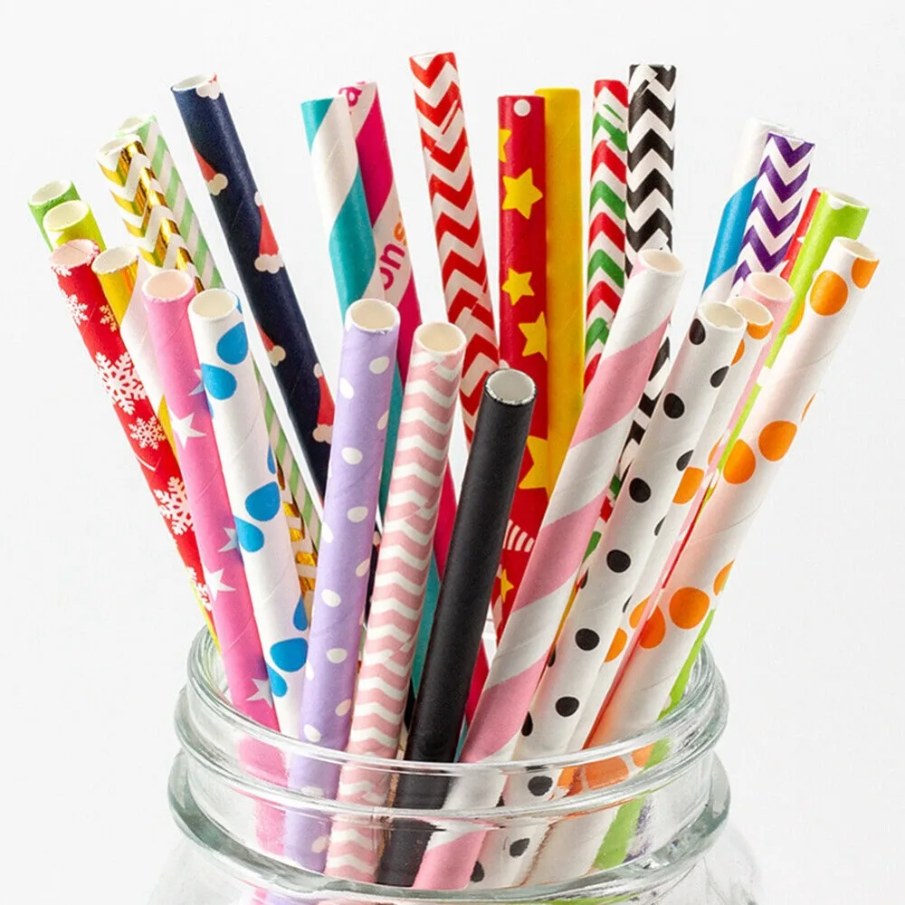 100 Bulk Packed Paper Straws P - Paper Straw Color reseña y precio