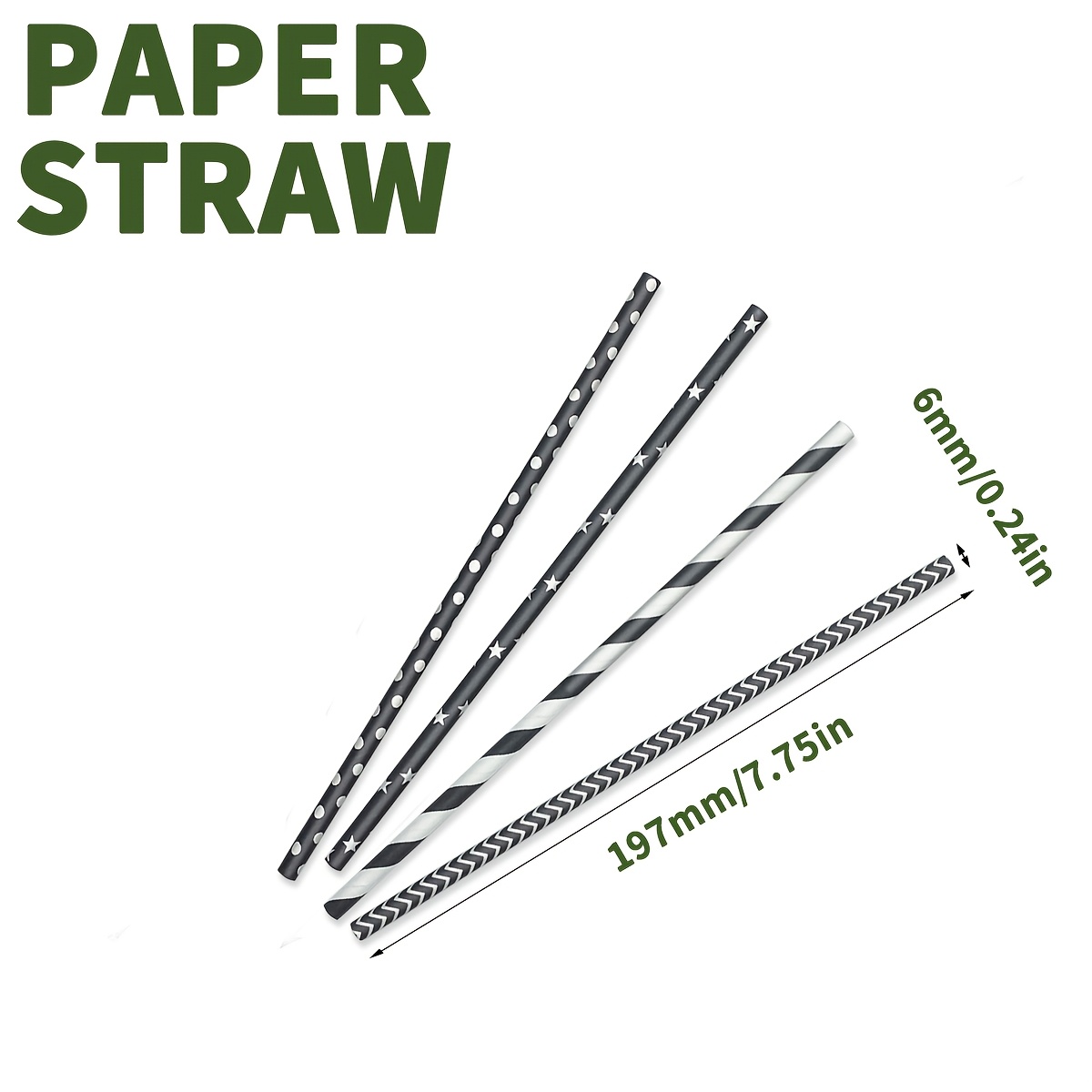 100pcs of disposable black mix - Paper Straw Color reseña y precio