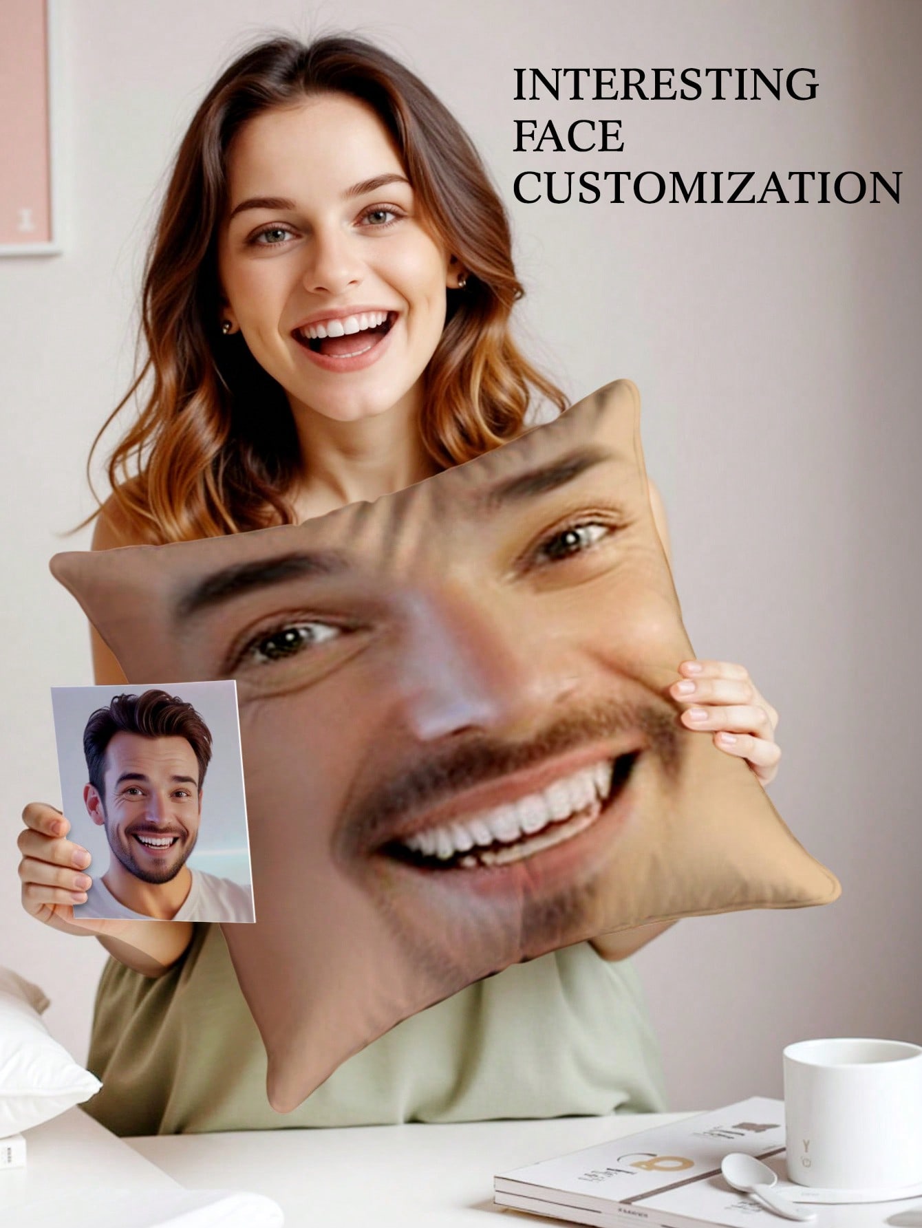 1pc Custom Face Square Pillow  - Eve Party reseña y precio