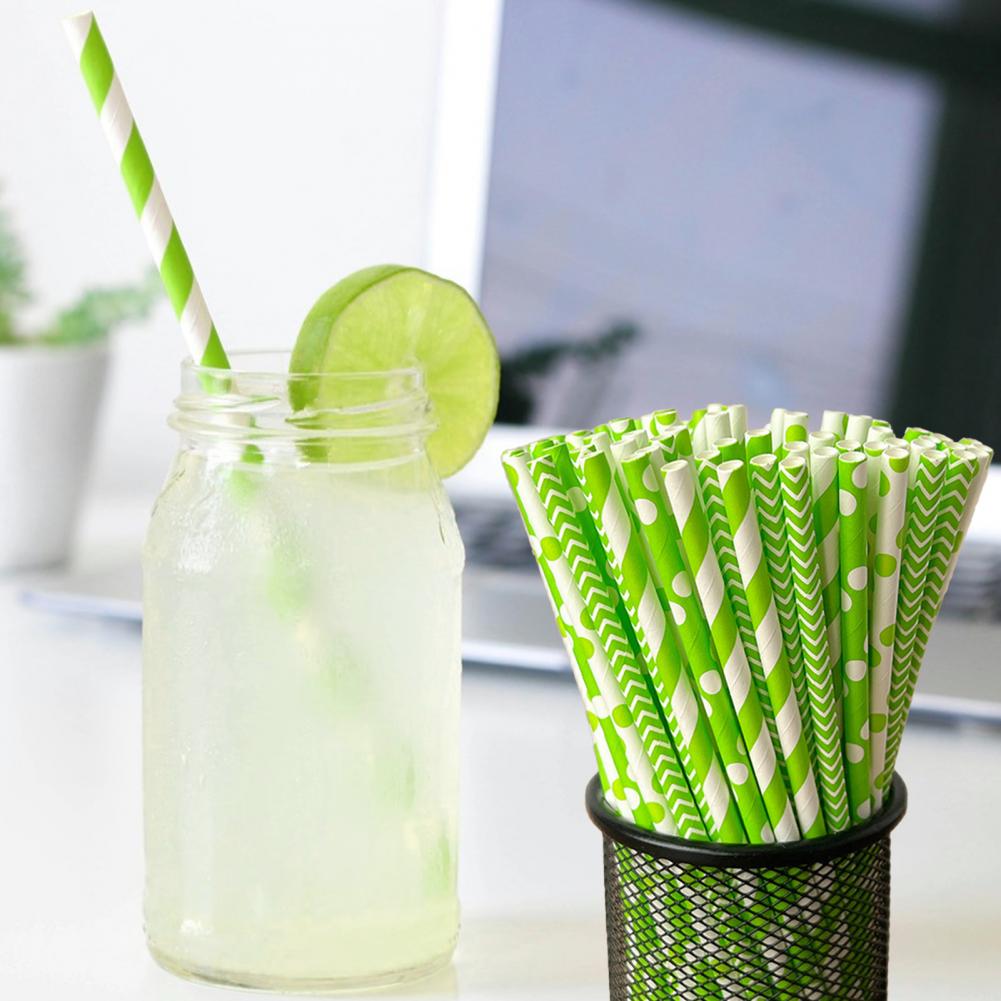 100Pcs Colorful Striped Print  - Paper Straw Color reseña y precio