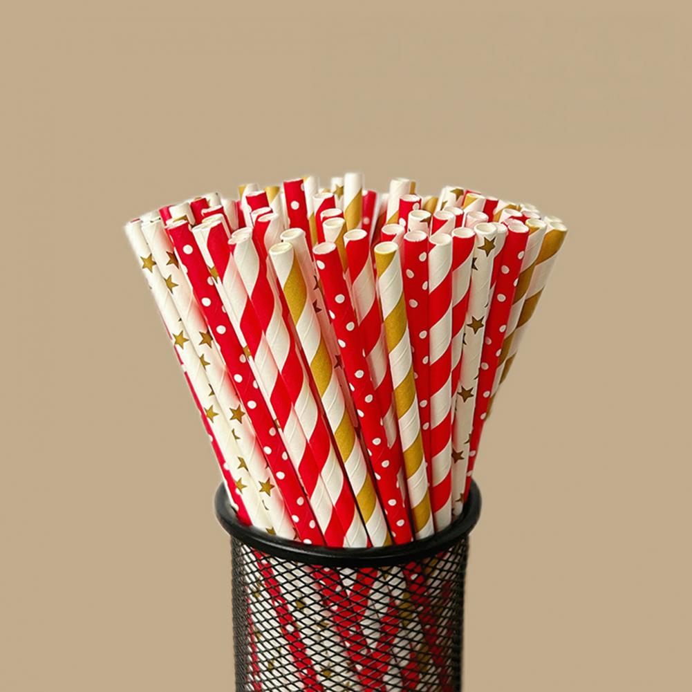 100Pcs Colorful Striped Print  - Paper Straw Color reseña y precio