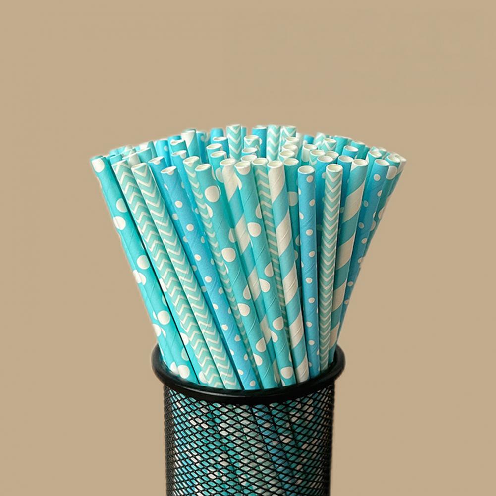 100Pcs Colorful Striped Print  - Paper Straw Color reseña y precio