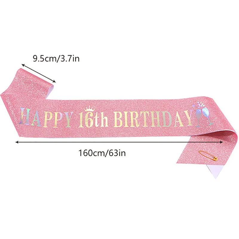 Happy 10th 13th 16th 21st 30th - Birthday Sash Glitter reseña y precio