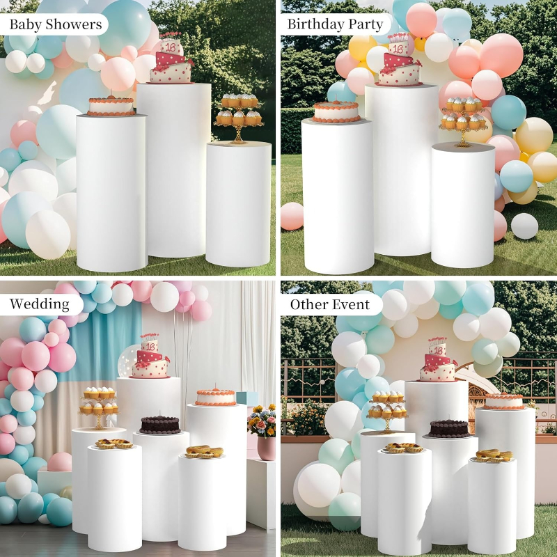 White Wedding Party Cylinder S - Dessert Table Backdrop reseña y precio