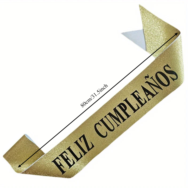 Gold Glitter Feliz Cumpleaños  - Birthday Sash Glitter reseña y precio