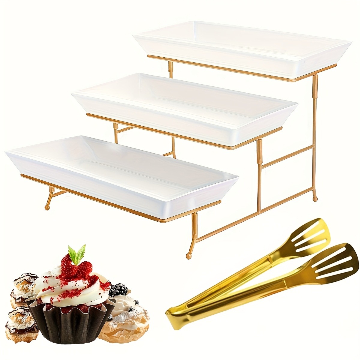 White Tiered Serving Stand + T - Cupcake Stand Tier reseña y precio
