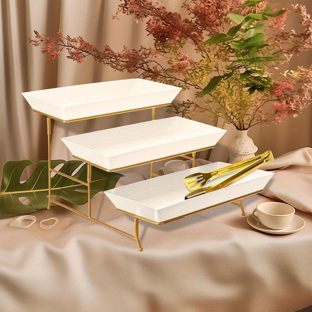 White Tiered Serving Stand + T - Cupcake Stand Tier reseña y precio