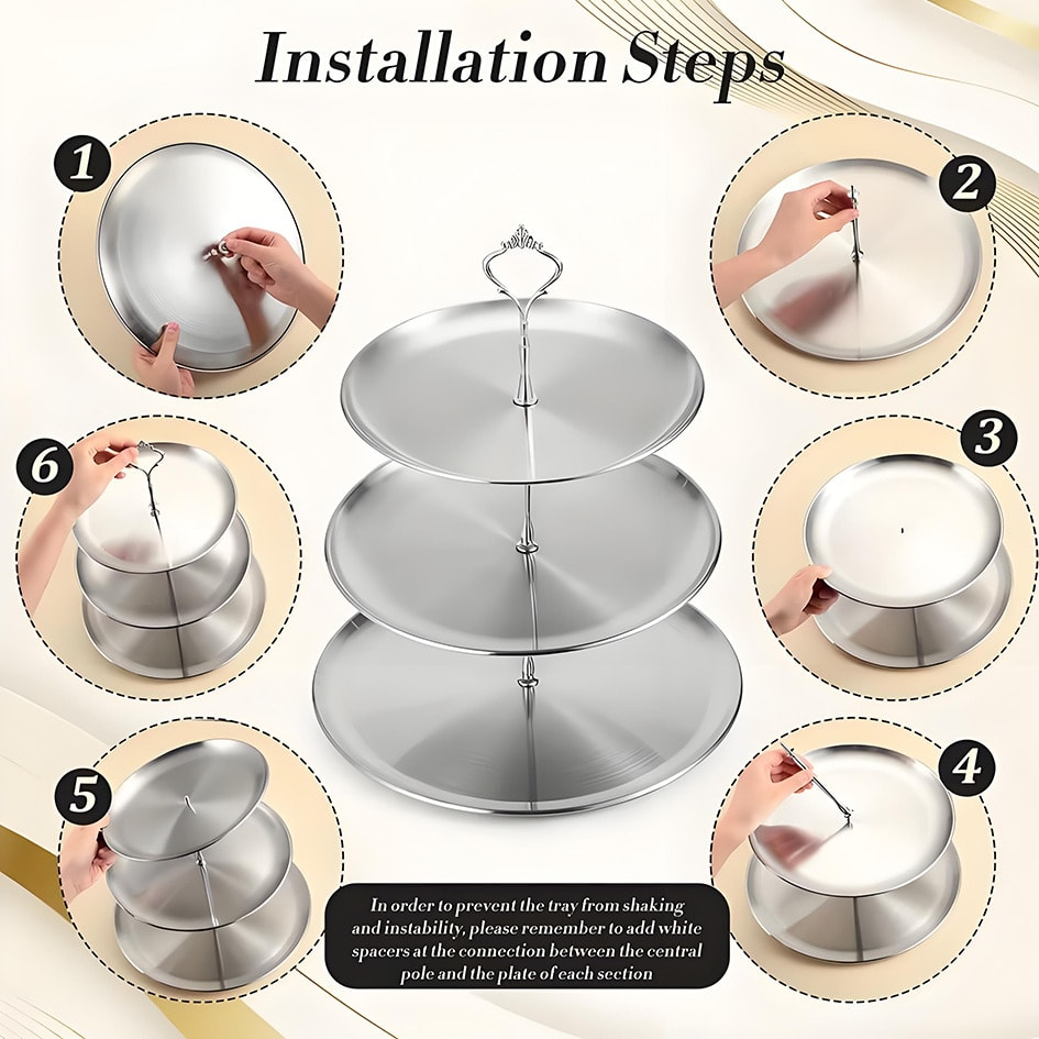 Luxury 3-Tier Gold Cake Stand  - Cupcake Stand Tier reseña y precio