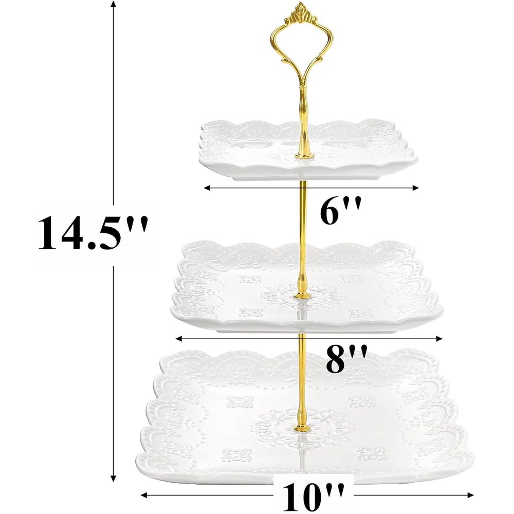 2 Pack 3-Tier White Ceramic Em - Cupcake Stand Tier reseña y precio