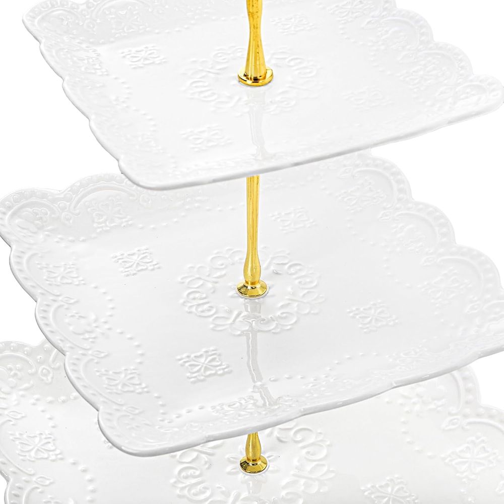 2 Pack 3-Tier White Ceramic Em - Cupcake Stand Tier reseña y precio