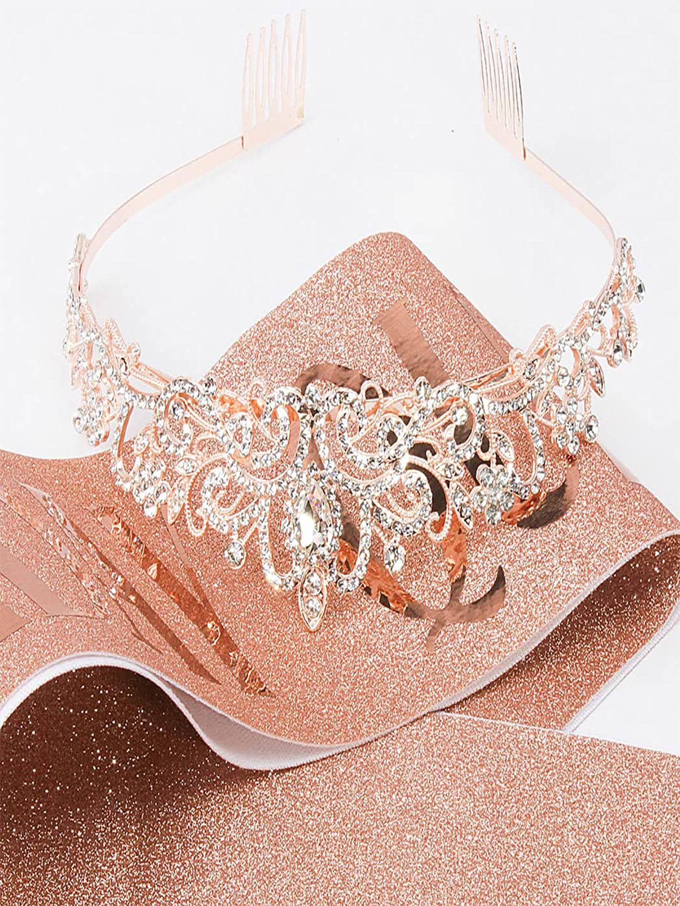 Bling Rhinestone Crystal Crown - Birthday Sash Glitter reseña y precio