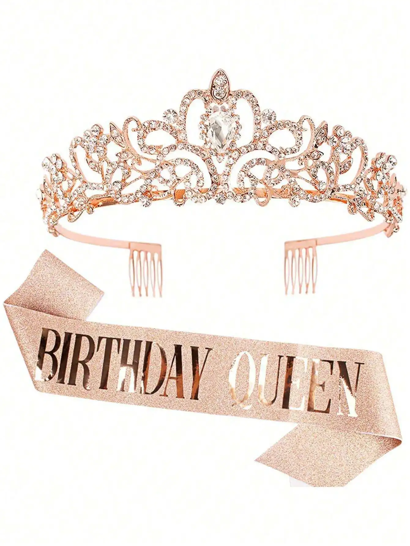 Bling Rhinestone Crystal Crown - Birthday Sash Glitter reseña y precio