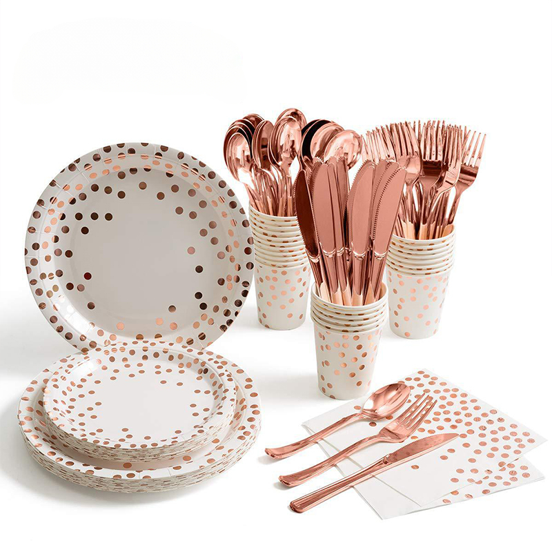 Rose Gold Party Tableware Kit  - Paper Straw Color reseña y precio