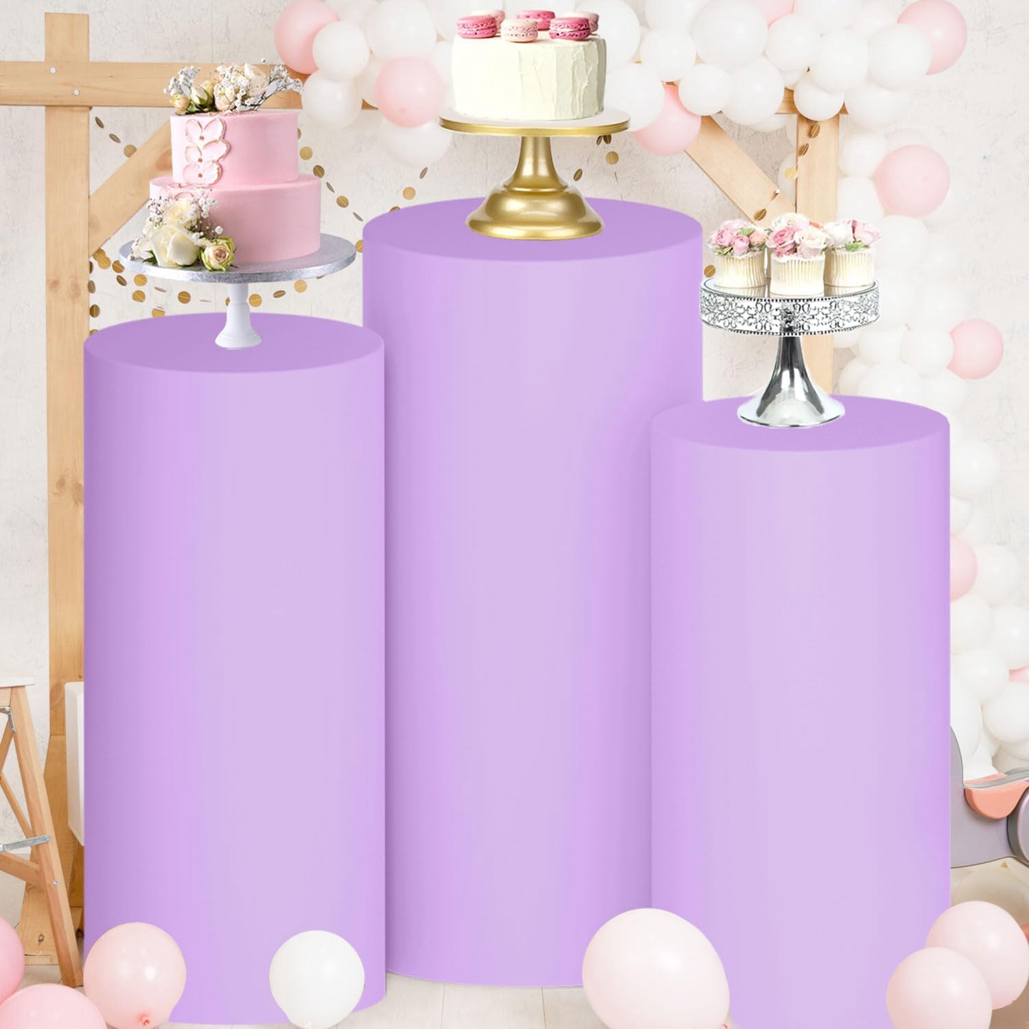 Yeele Purple Cylinder Stand Co - Dessert Table Backdrop reseña y precio