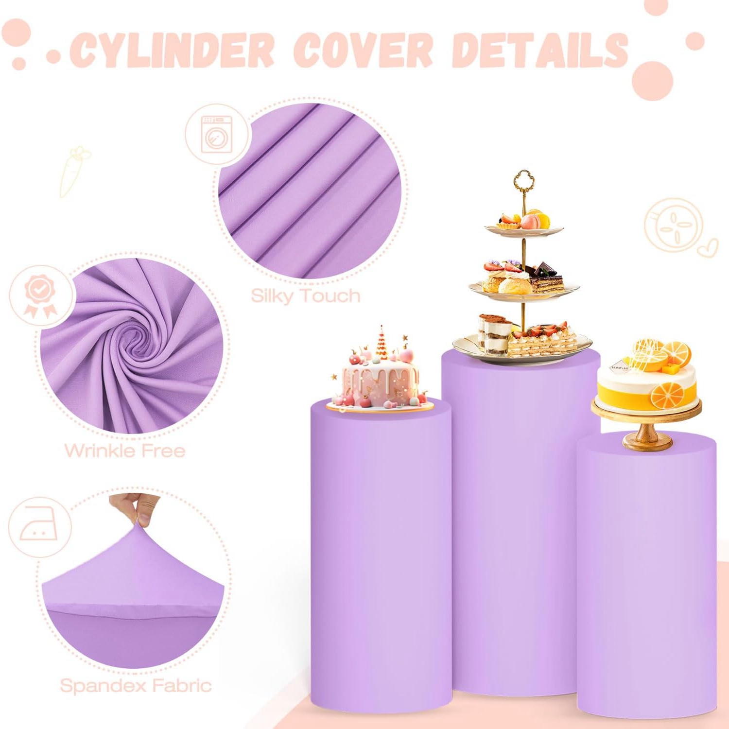 Yeele Purple Cylinder Stand Co - Dessert Table Backdrop reseña y precio