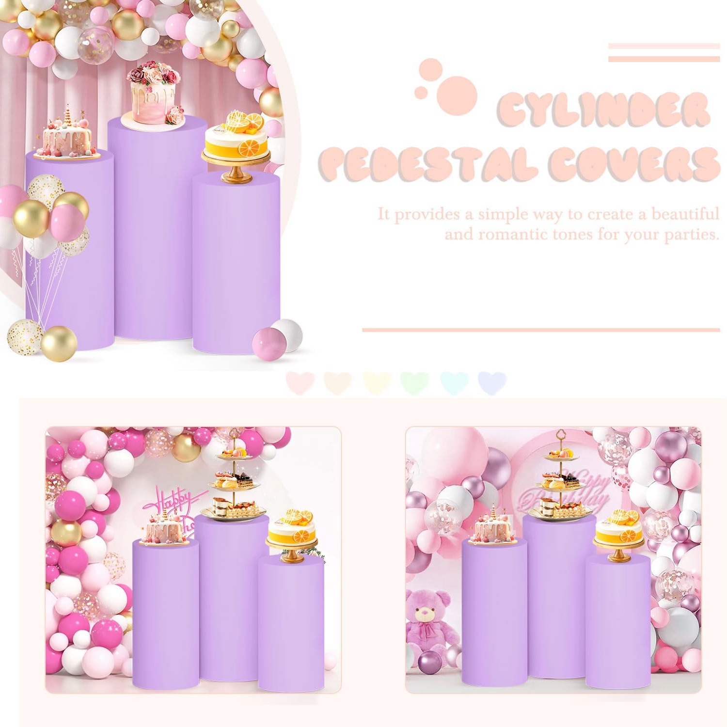 Yeele Purple Cylinder Stand Co - Dessert Table Backdrop reseña y precio