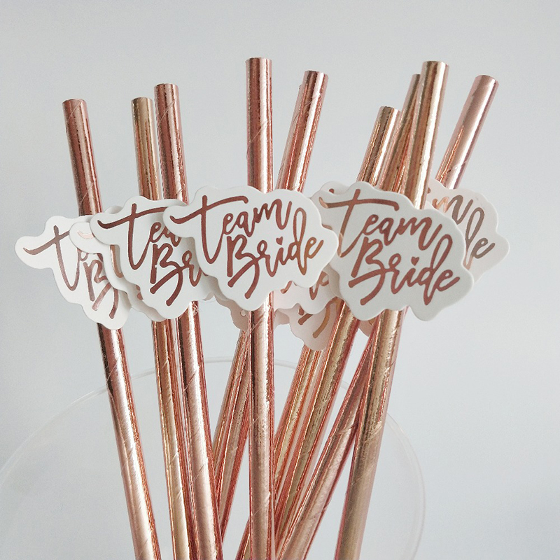 10pcs Team Bride Rose Gold Str - Paper Straw Color reseña y precio