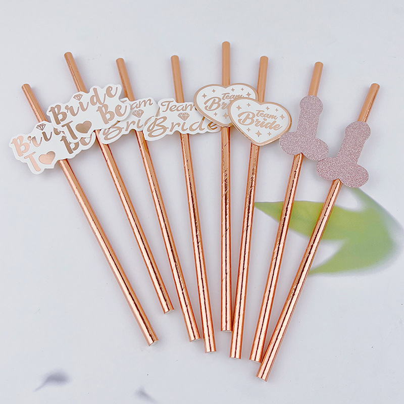 10pcs Team Bride Rose Gold Str - Paper Straw Color reseña y precio