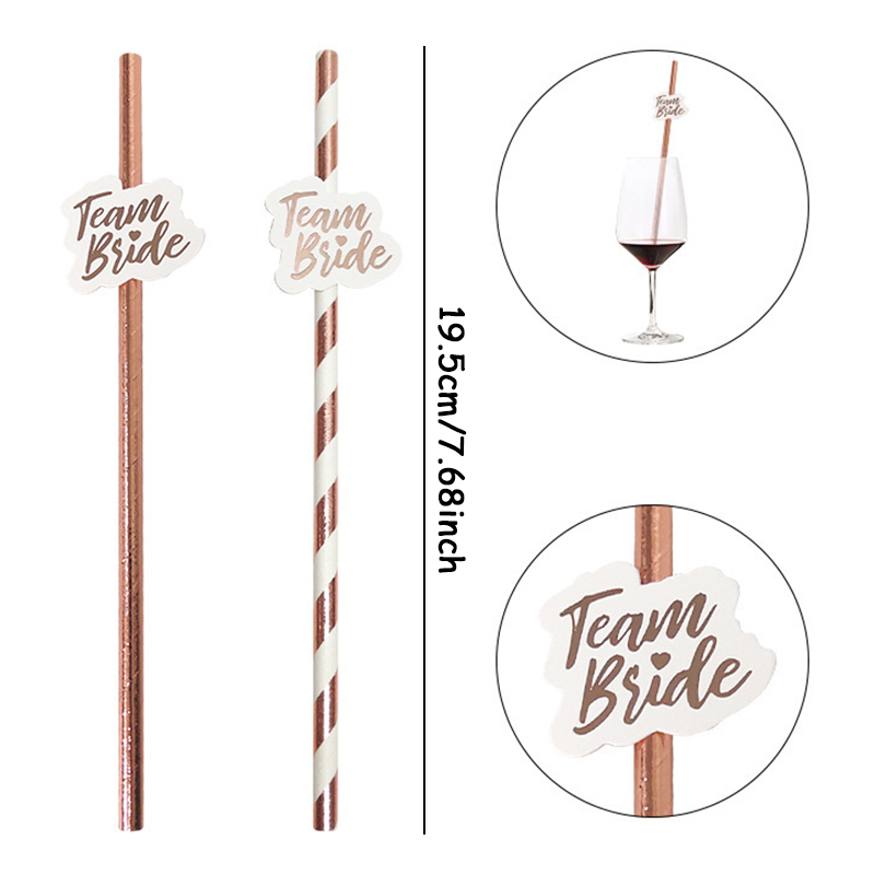 10pcs Team Bride Rose Gold Str - Paper Straw Color reseña y precio