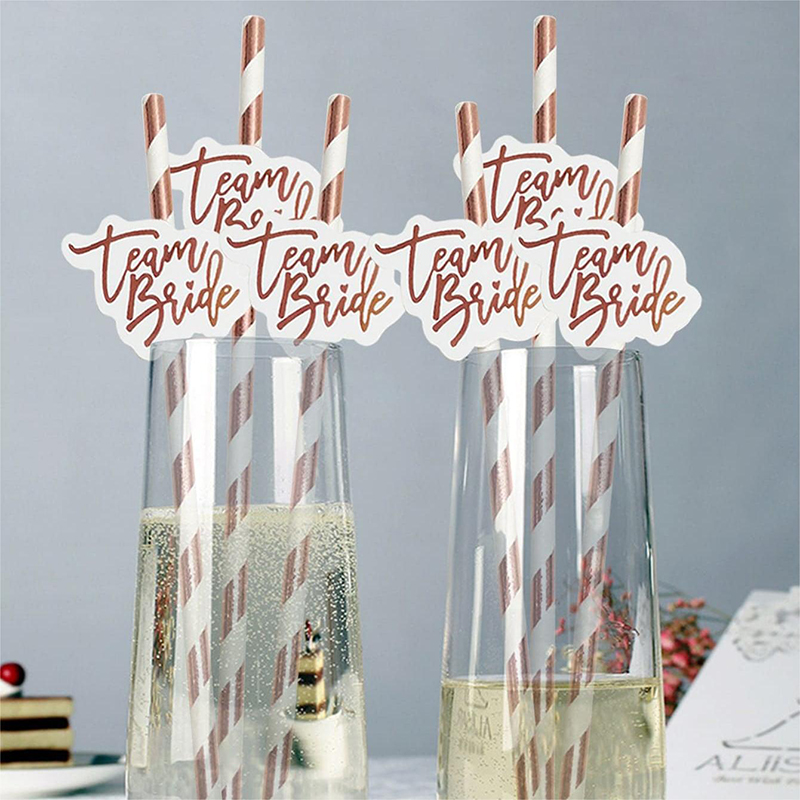 10pcs Team Bride Rose Gold Str - Paper Straw Color reseña y precio