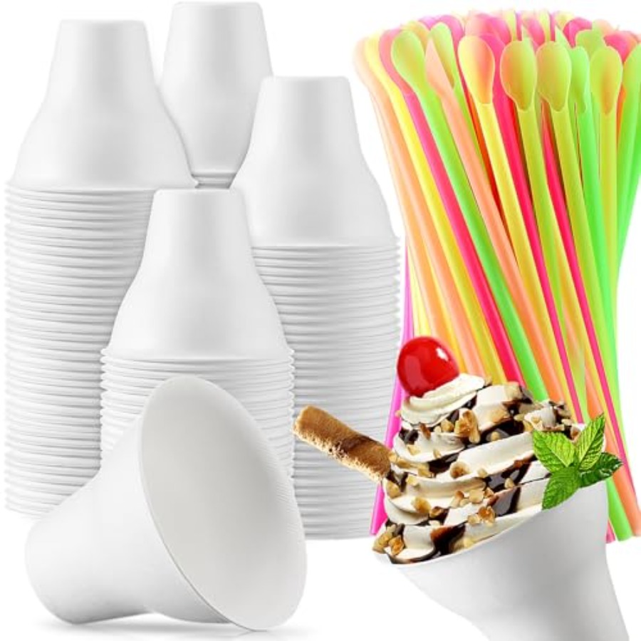 Set Snow Cone Cups and Straws  - Paper Straw Color reseña y precio