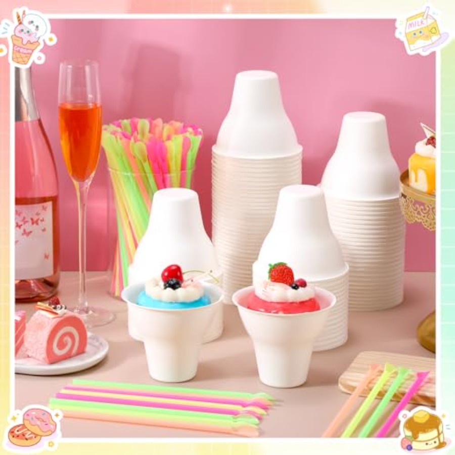 Set Snow Cone Cups and Straws  - Paper Straw Color reseña y precio