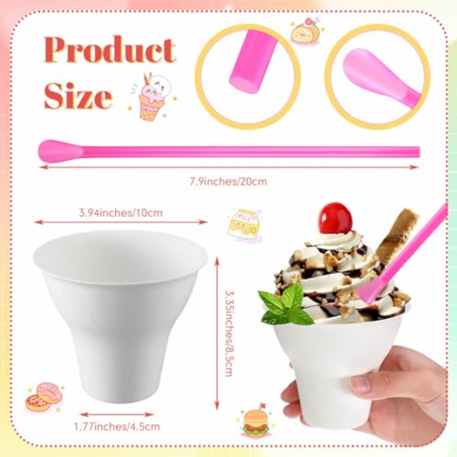 Set Snow Cone Cups and Straws  - Paper Straw Color reseña y precio