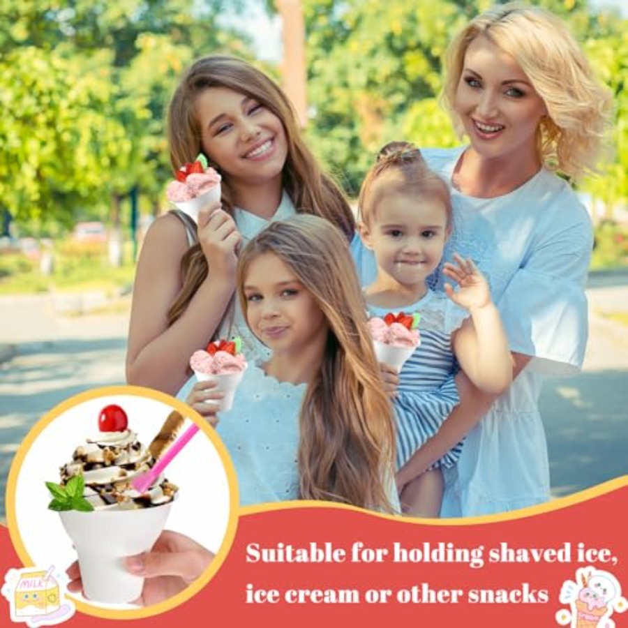 Set Snow Cone Cups and Straws  - Paper Straw Color reseña y precio