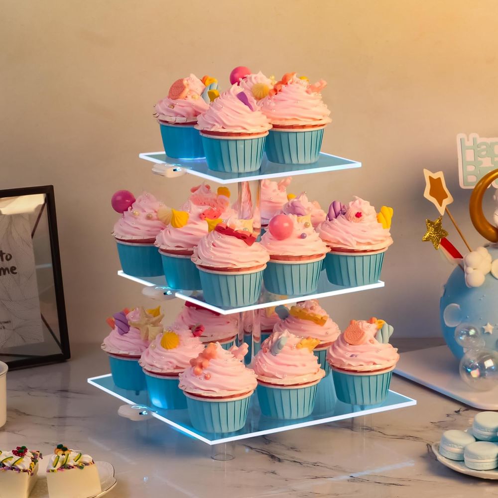 3-Tier Acrylic Cupcake Tower w - Cupcake Stand Tier reseña y precio