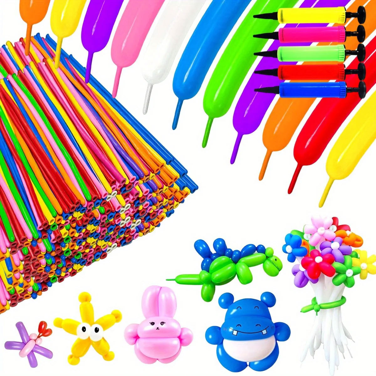 50/100pcs Colorful Long Latex  - Balloon Pump Hand reseña y precio