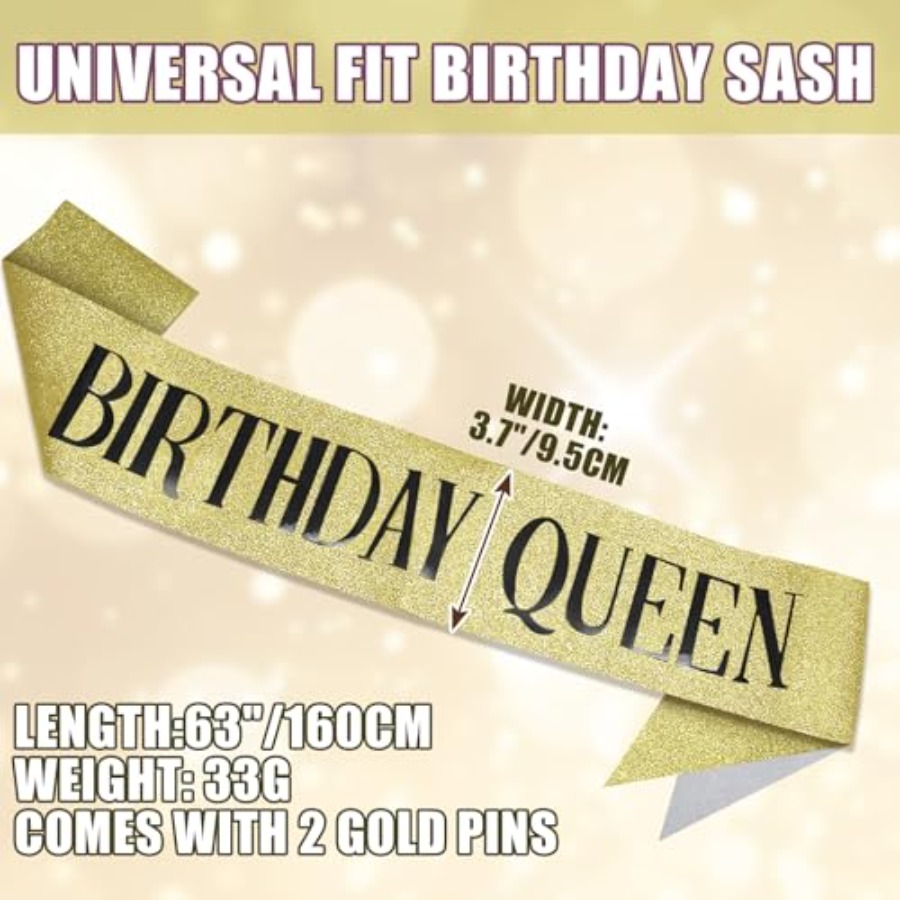 Birthday Queen Sash Glitter Go - Birthday Sash Glitter reseña y precio