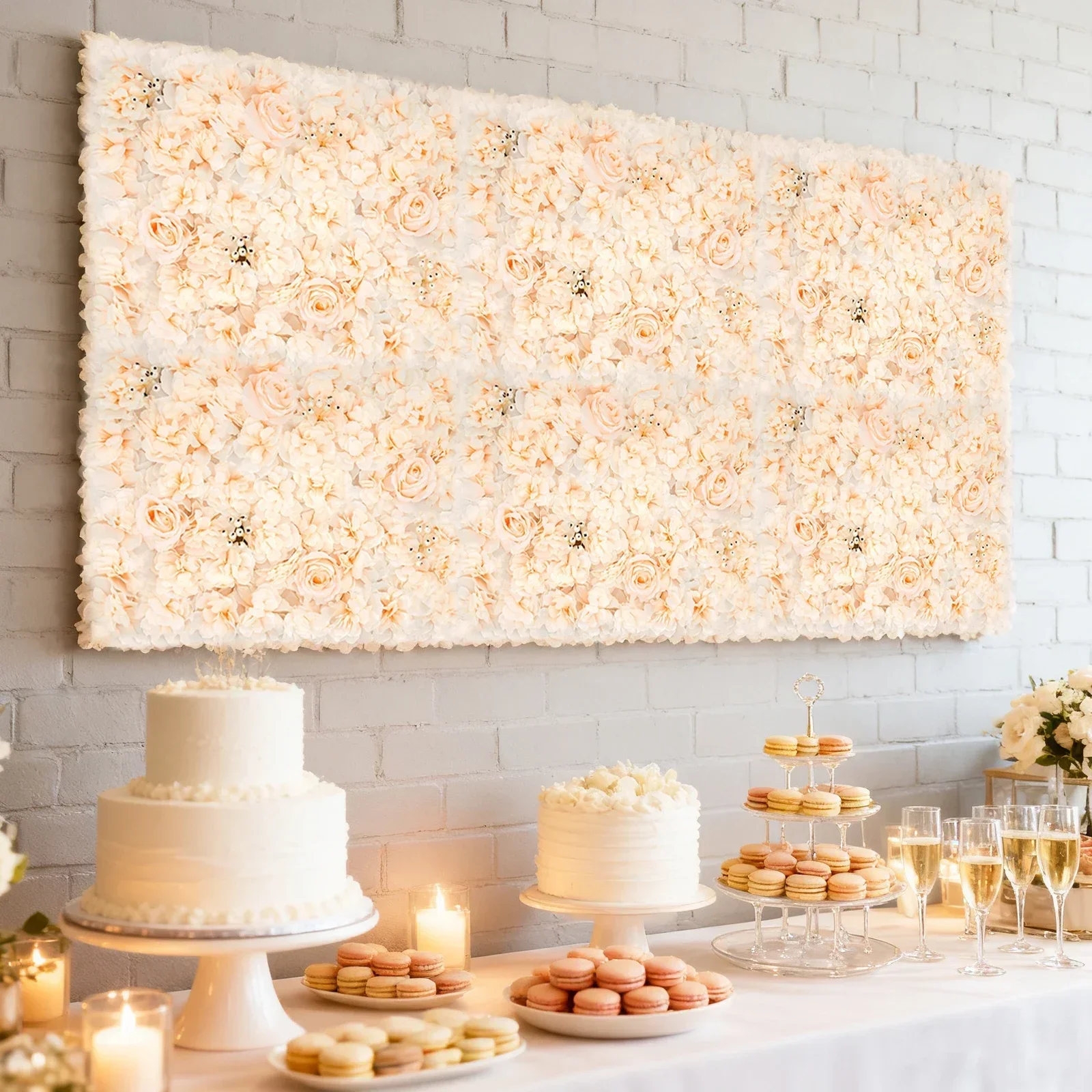 6 PCS 60*40cm Artificial Flowe - Flower Wall Panel reseña y precio