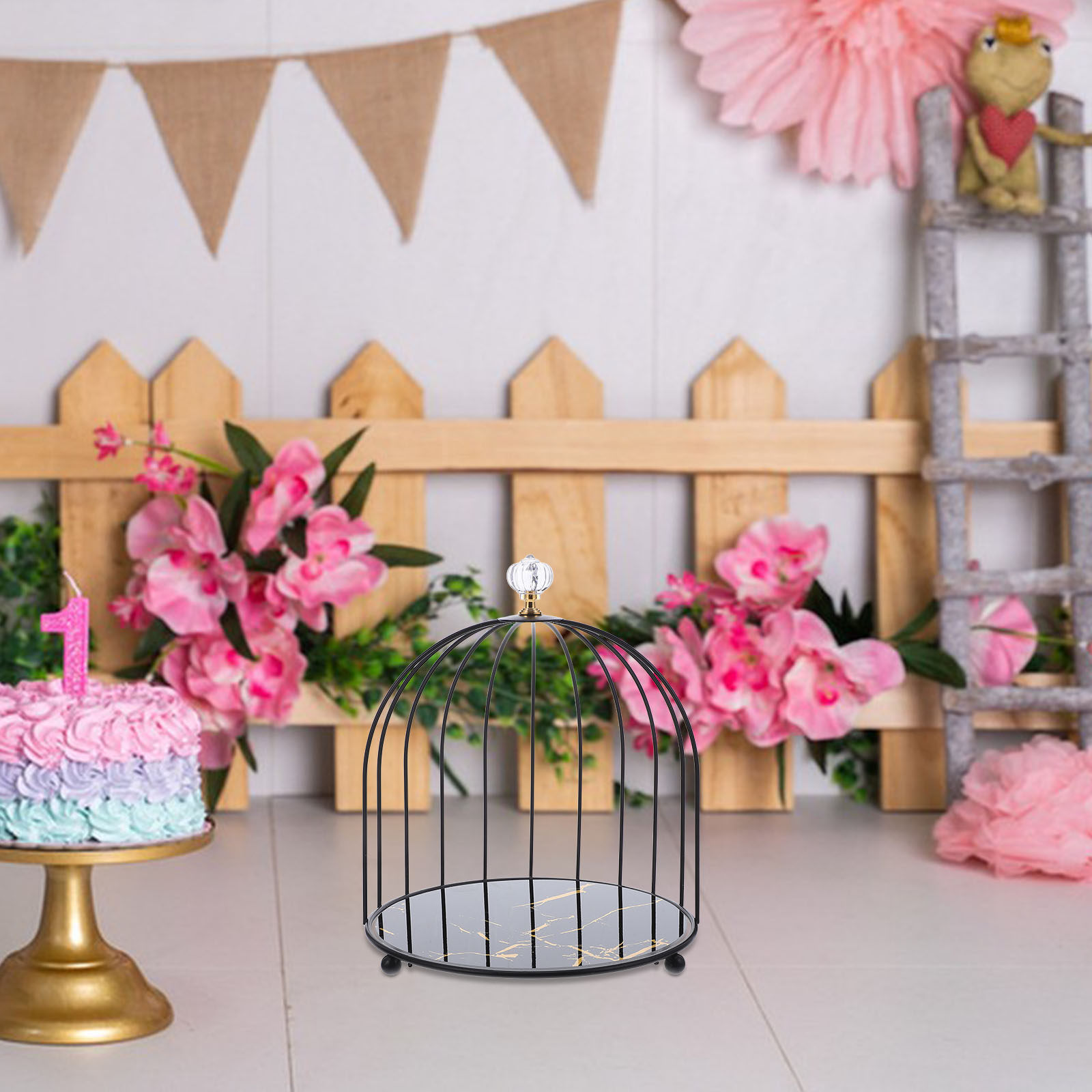 Bird Cage Metal Cake Stand Bow - Cupcake Stand Tier reseña y precio