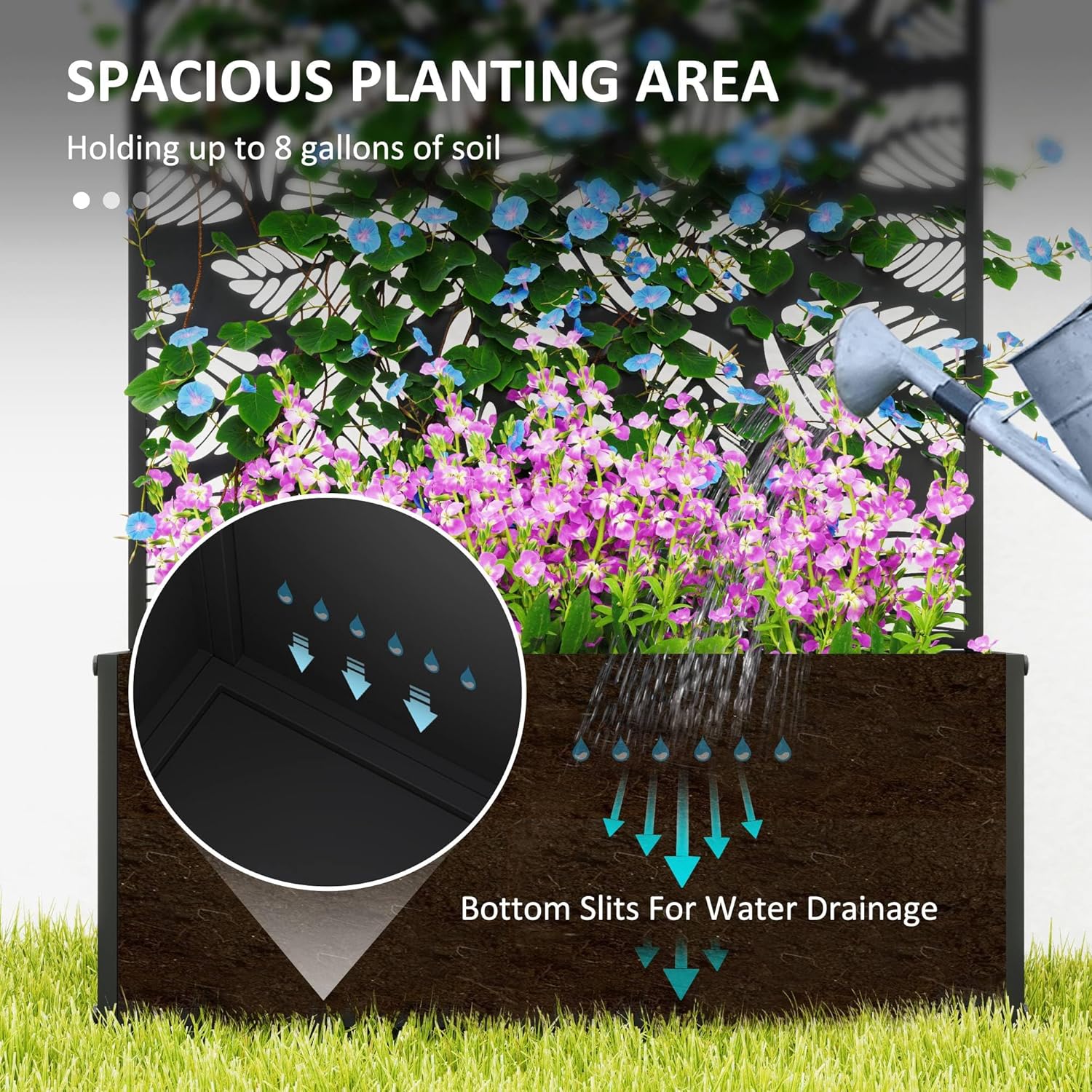 Metal Raised Garden Bed with T - Flower Wall Panel reseña y precio