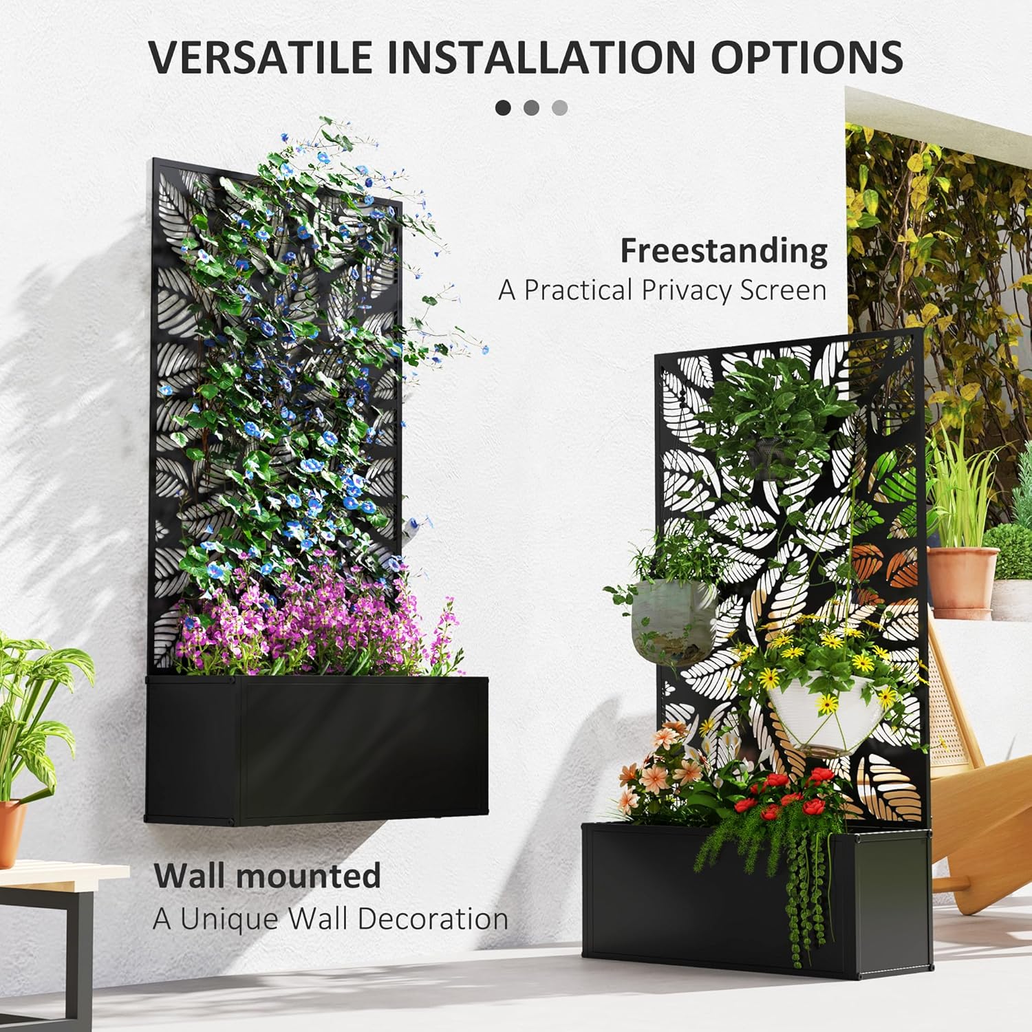 Metal Raised Garden Bed with T - Flower Wall Panel reseña y precio