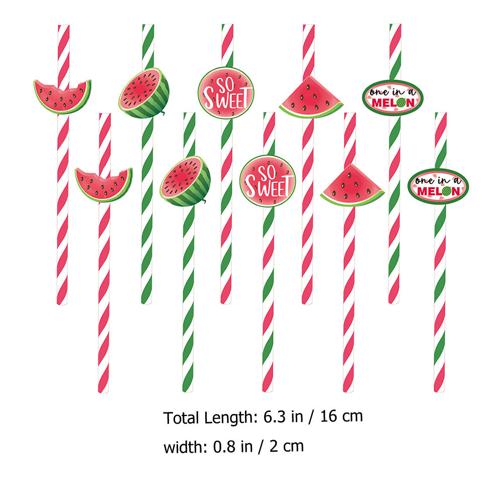 40Pcs Watermelon Disposable Pa - Paper Straw Color reseña y precio