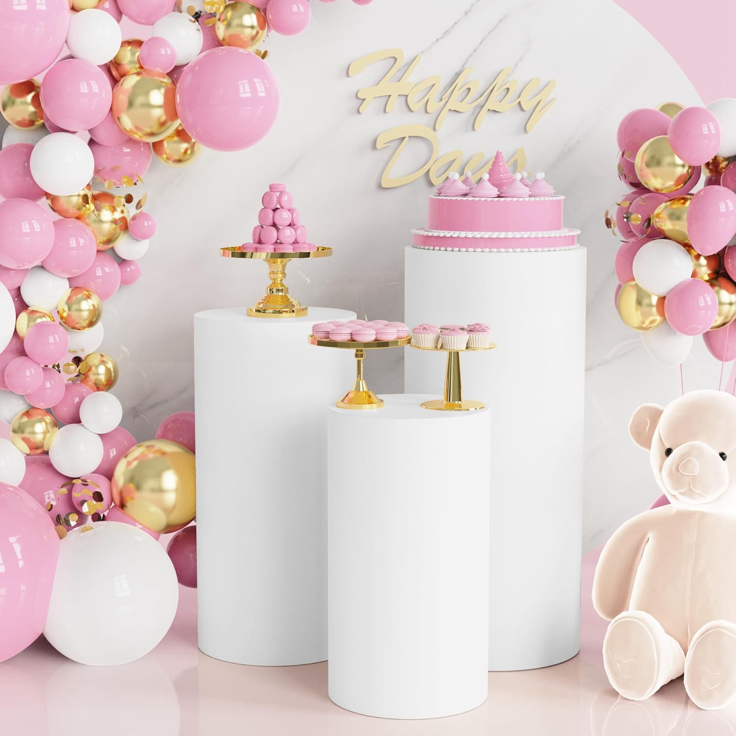 Yeele 1PCS/3PCS/5PCS White Cyl - Dessert Table Backdrop reseña y precio