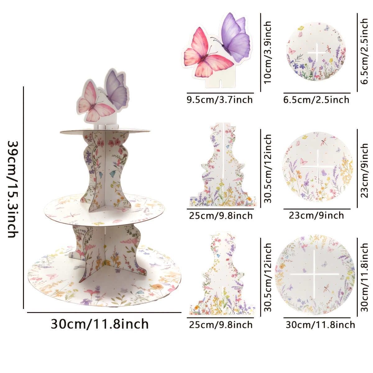 3-Tier Wildflower Butterfly Ca - Cupcake Stand Tier reseña y precio