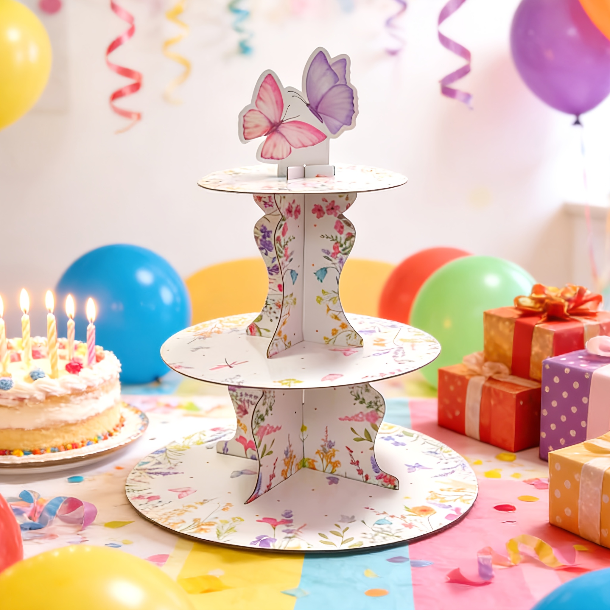 3-Tier Wildflower Butterfly Ca - Cupcake Stand Tier reseña y precio