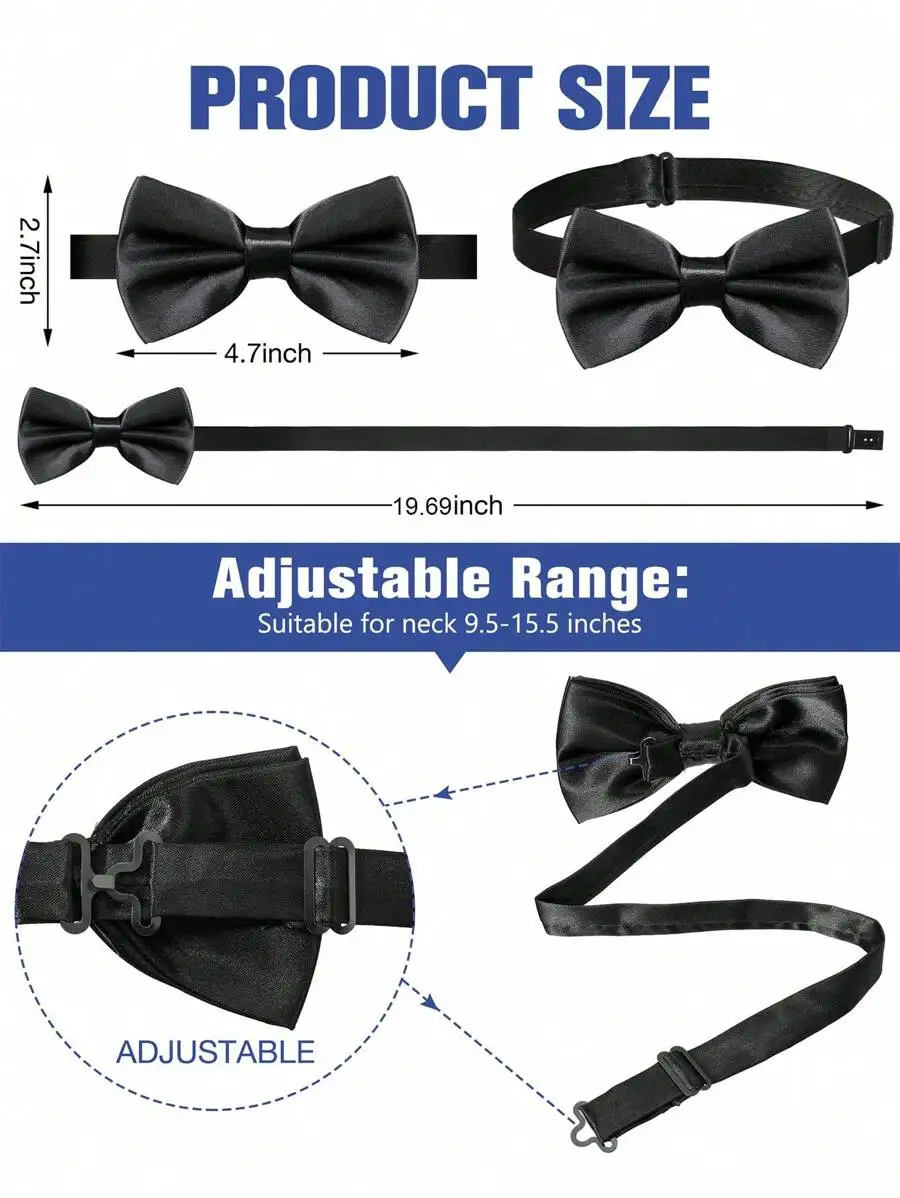 Mens Solid Color Satin Pre-Tie - Event & Party Supply reseña y precio